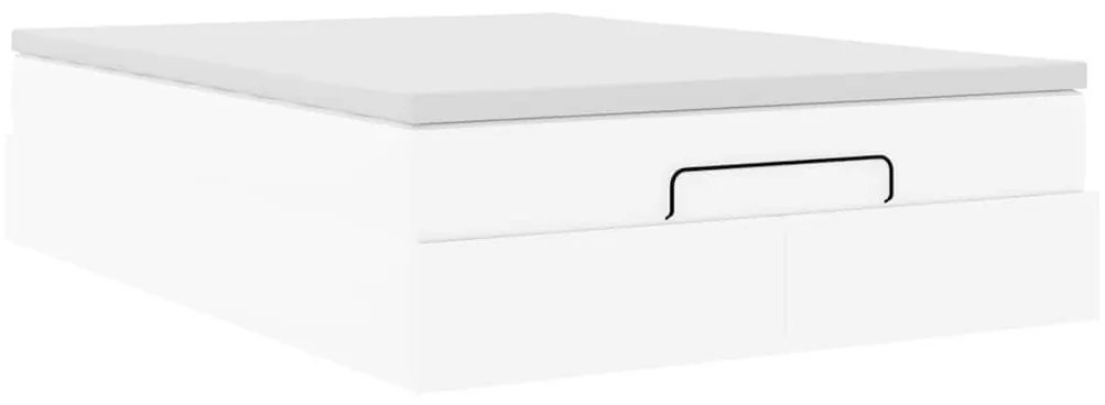 Ottomán ágykeret matraccal fehér 140x190 cm műbőrrel
