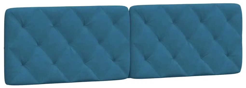 kék bársony ágykeret LED-ekkel matrac nélkül 180 x 200 cm