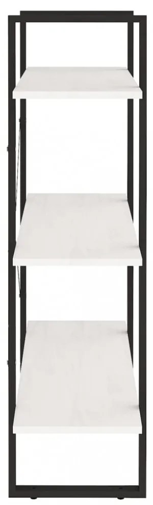 háromszintes fehér tömör fenyőfa könyvszekrény 80 x 30 x 105 cm