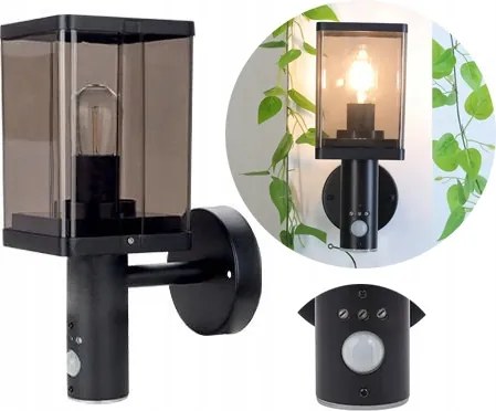 Kerti Homlokzati Fali Lámpa Kültéri Füstérzékelővel 1xE27