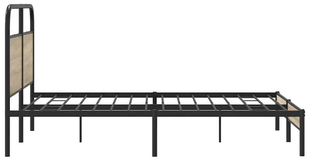 ágykeret matrac nélkül 150x200 cm füstölt tölgy fűrészelt fa
