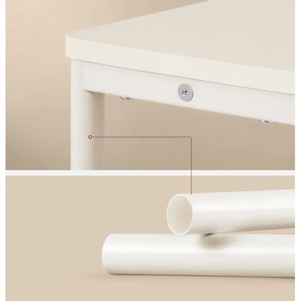 ROD kisasztal beépített konnektorral és USB-portokkal, fehér/krémszínű