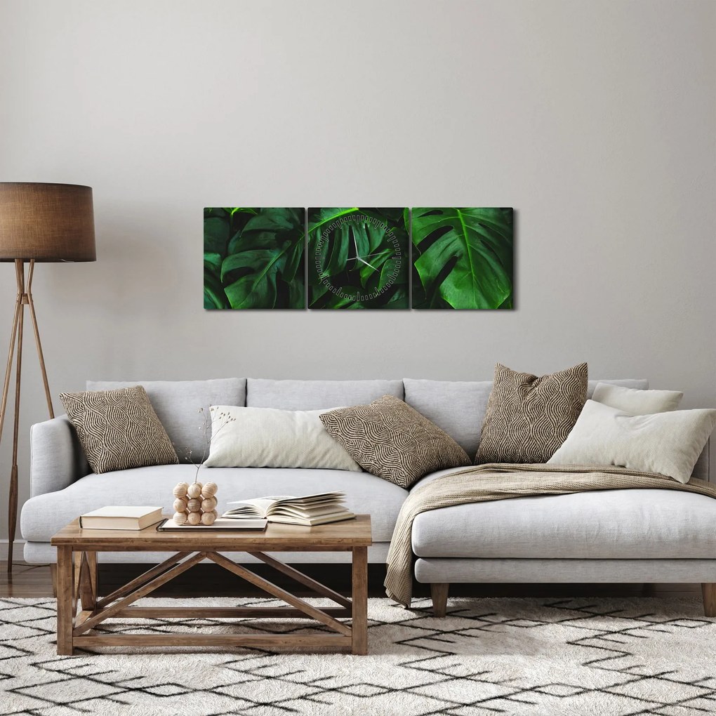 Monstery levelek képe (órával) (90x30 cm)