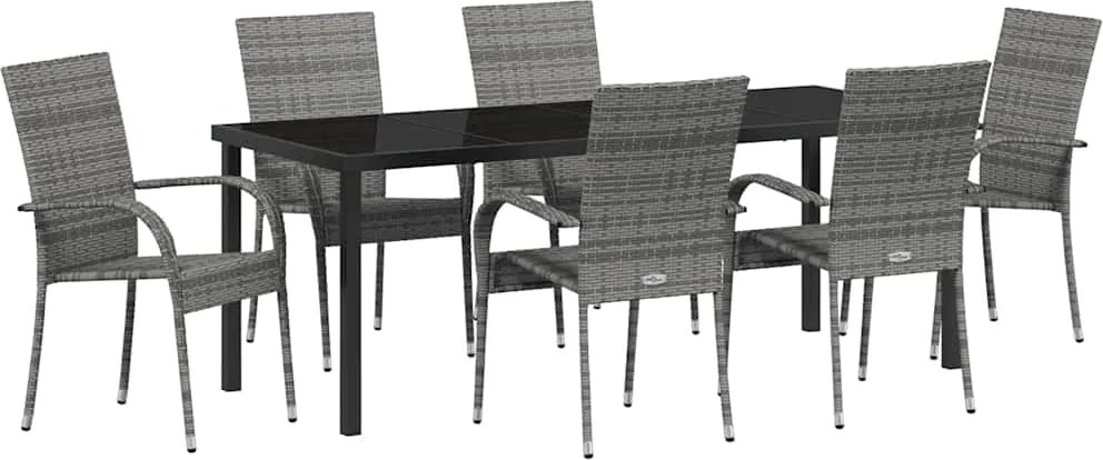 vidaXL Kert étkező szett 7 pcs Szürke Porszórt acél
