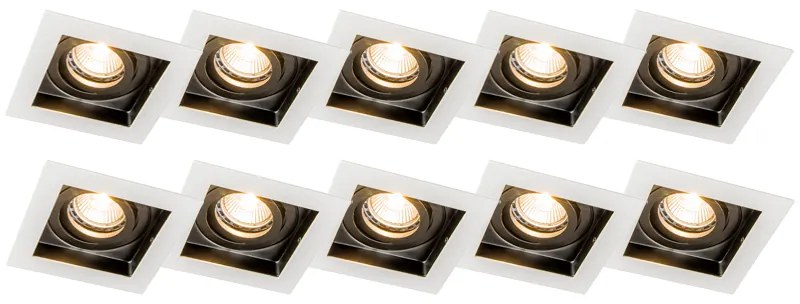10 db-os beépíthető spotlámpa készlet fehér & fekete - Carree