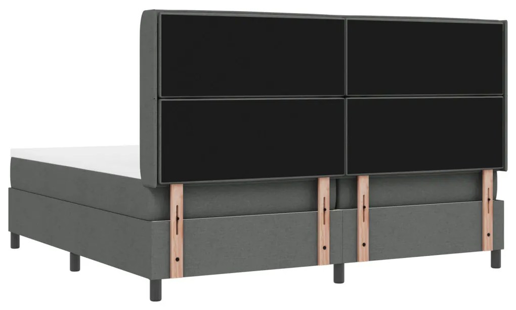 Boxspring Ágy Matraccal és LED Fekete Szürke 200x200 cm Szövet