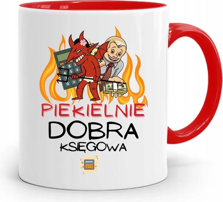 Piros Bögre Ajándék Könyvelőnek, fényképes nyomattal