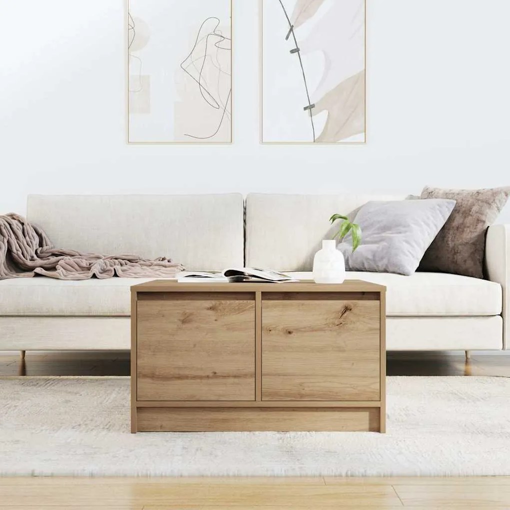 Kézműves tölgy dohányzóasztal fiókokkal 70,5x70x40 cm