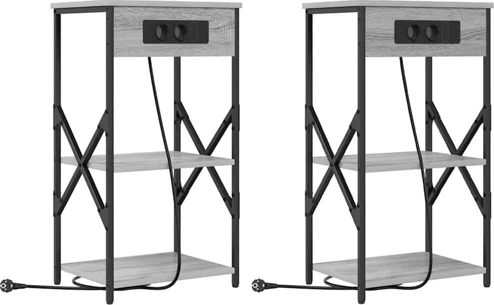 vidaXL Éjjeliszekrény 2 pcs Szürke Sonoma 41 x 31 x 76 cm Faanyag