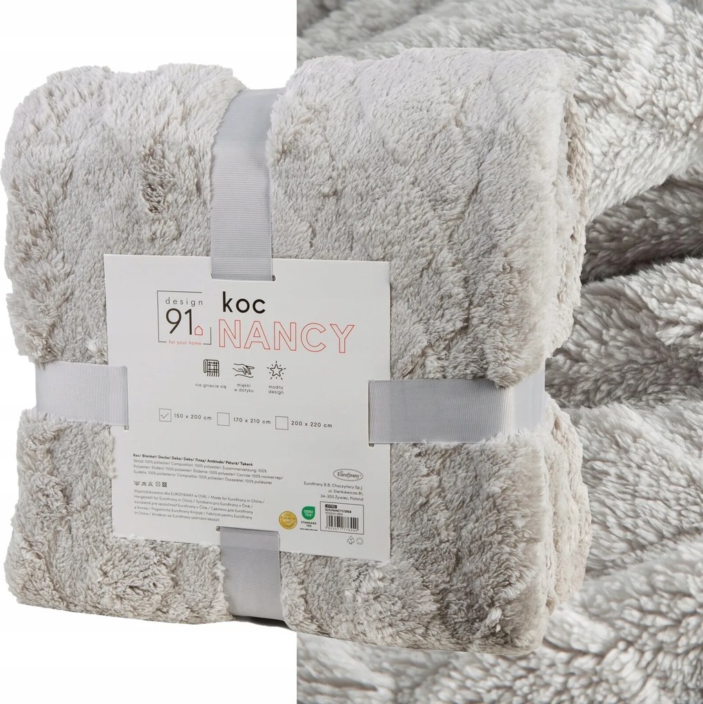 Flano takaró 150x200 ezüst dombornyomott puha meleg elegáns Design91 Nancy
