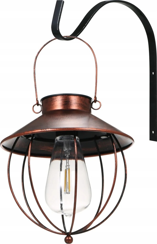 Napelemes fali lámpa, IP65, 600mAh, sárgaréz