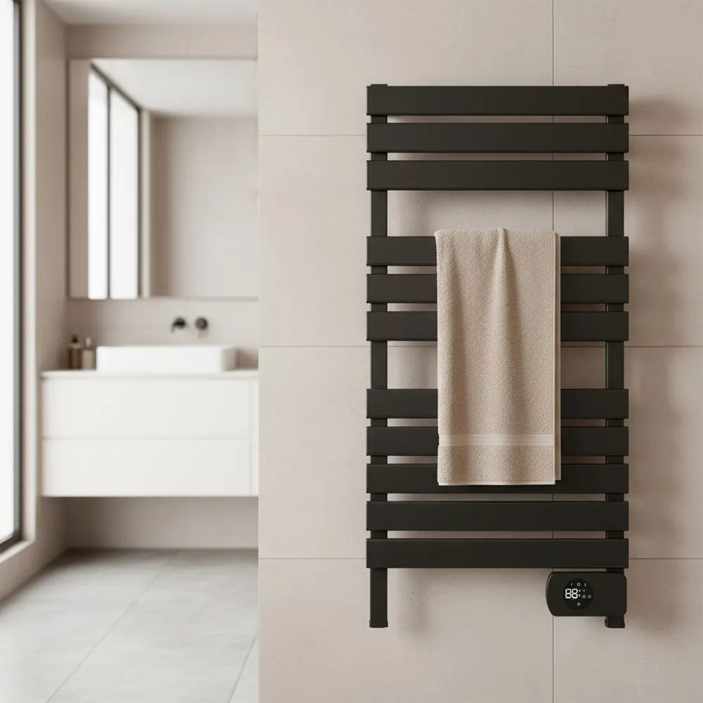 Elektromos törölközőszárító radiátor - TW-588A-Black - 450W - FEKETE