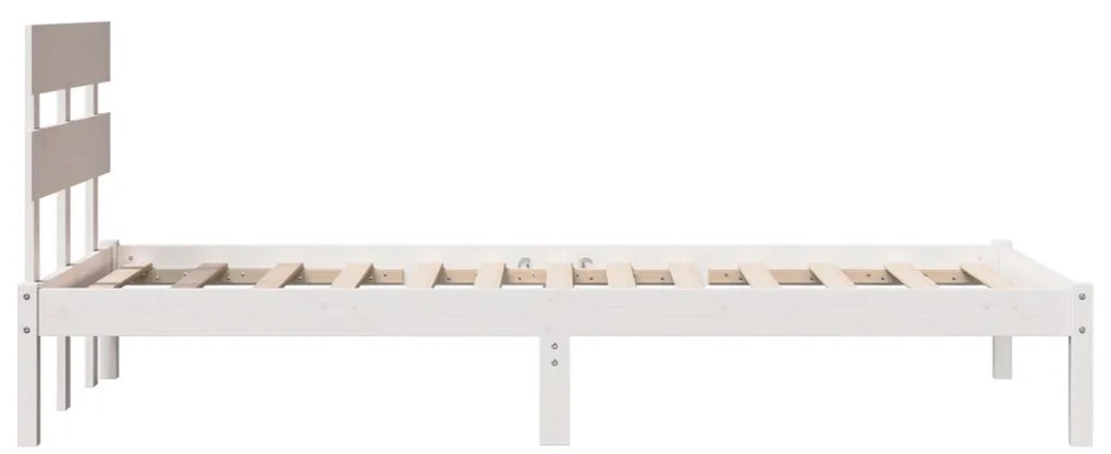 Ágykeret Fejtámlával Fehér 90x200 cm Tömör Fa Fenyő