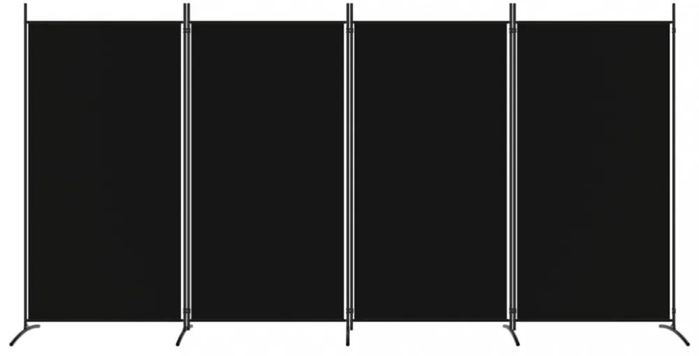 4 paneles fekete szövet térelválasztó 346x180 cm