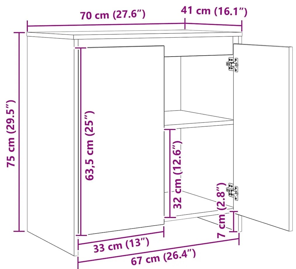 Oldalszekrények 3 pcs Régi fa 70 x 41 x 75 cm Faanyag