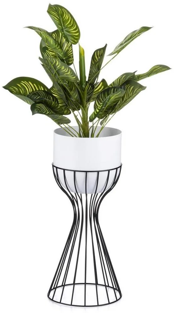 Fém virágcserép LOFT 46x20 cm fekete/fehér