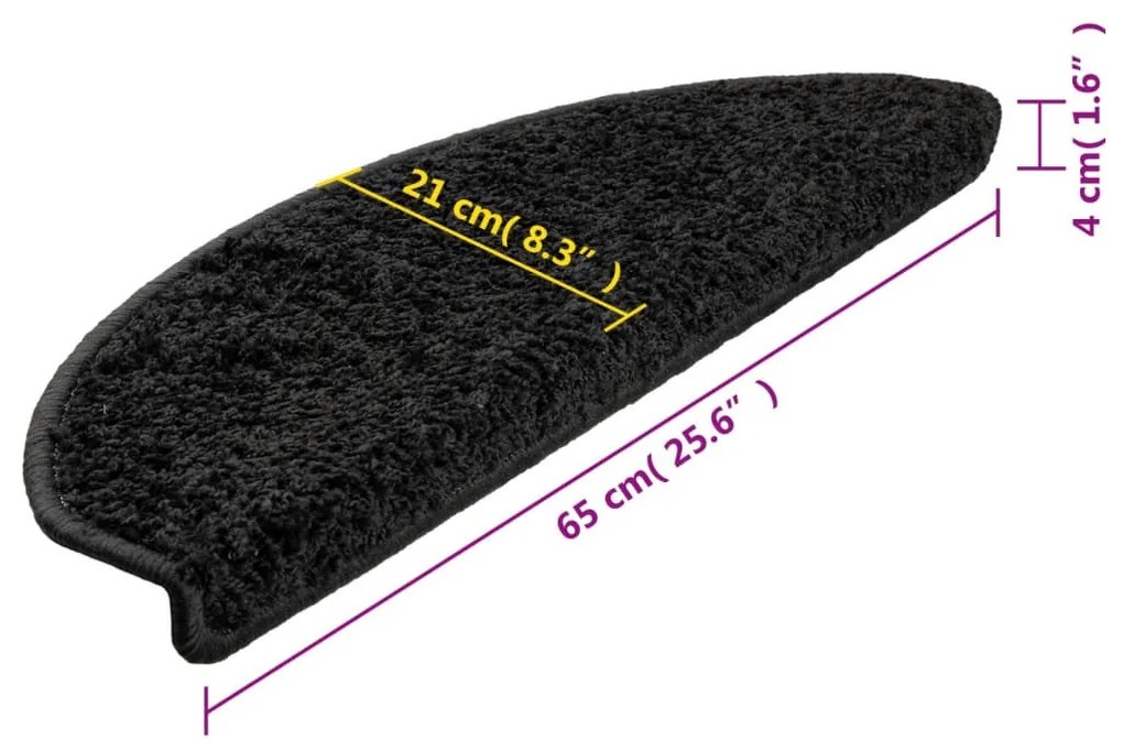 vidaXL 10 db fekete lépcsőszőnyeg 65 x 21 x 4 cm