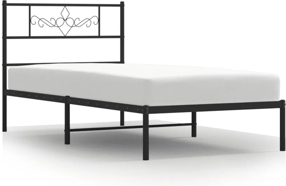 vidaXL fekete fém ágykeret fejtámlával 90 x 200 cm