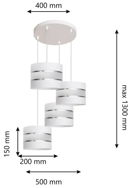 Csillár zsinóron HELEN 4xE27/15W/230V fehér