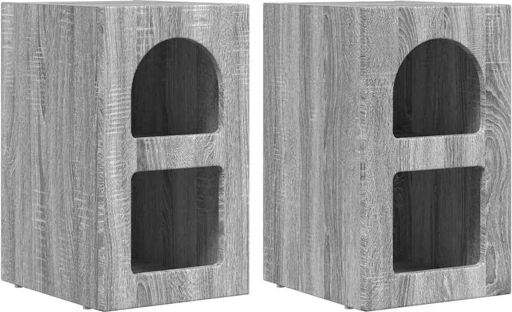 vidaXL Éjjeli asztal 2 pcs Szürke Sonoma 29,5 x 33,5 x 50 cm Faanyag