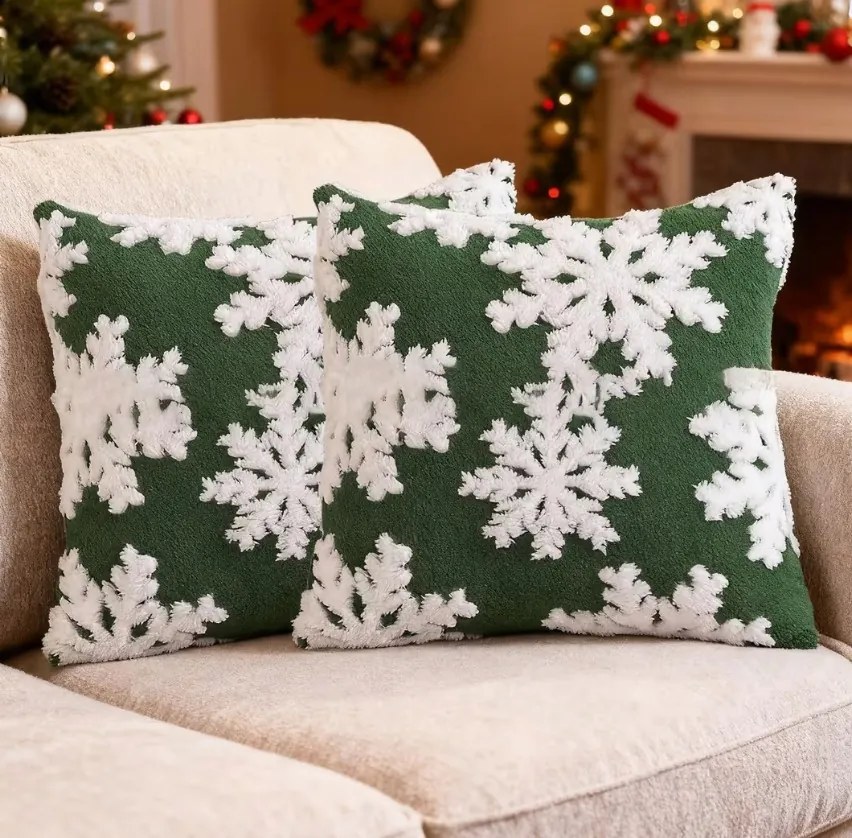 Karácsonyi párnahuzat 40x40 cm zöld hógolyók