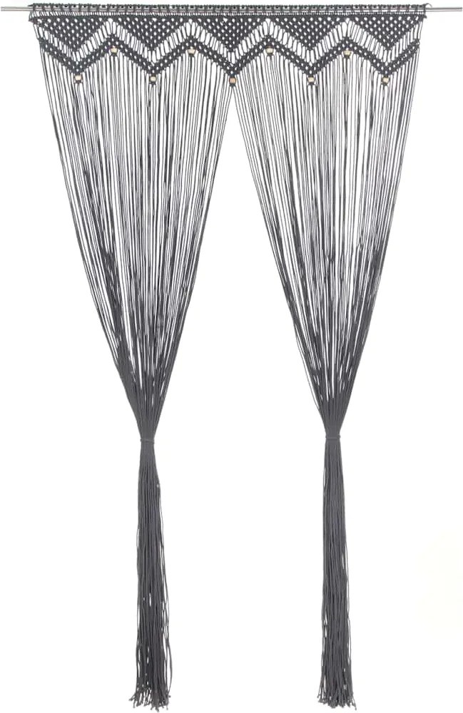 vidaXL antracitszürke makramé pamutfüggöny 140 x 240 cm