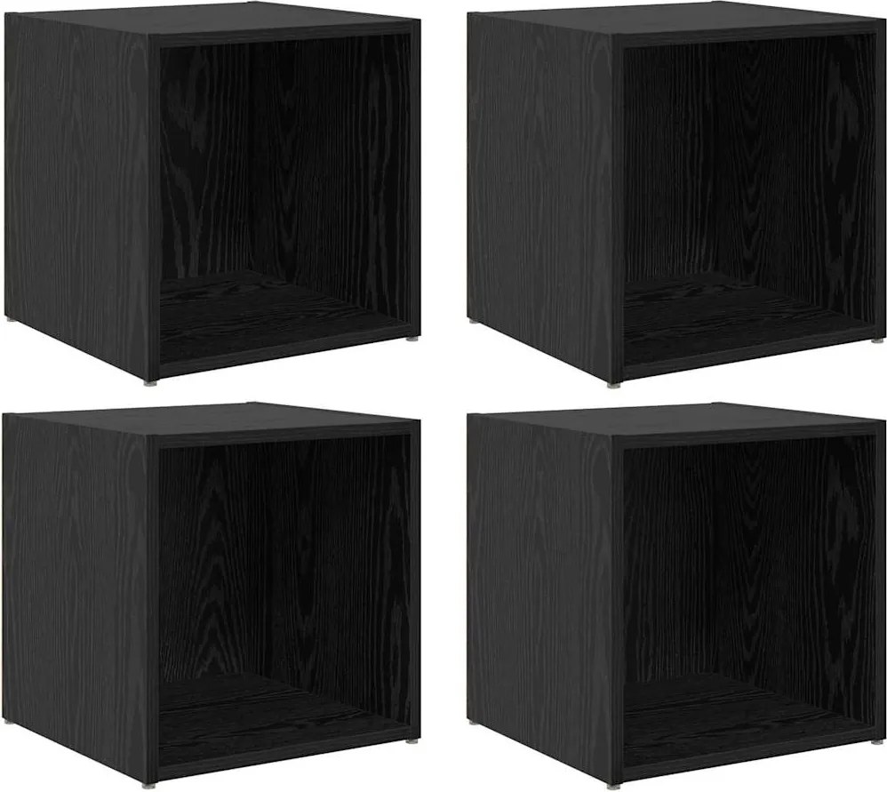 vidaXL TV szekrény garnitúra 4 pcs Fekete 37 x 35 x 37,5 cm Faanyag