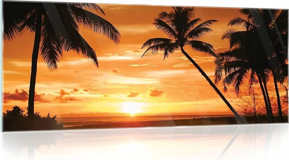 Üvegfestmény Tengerpart naplemente 125x50