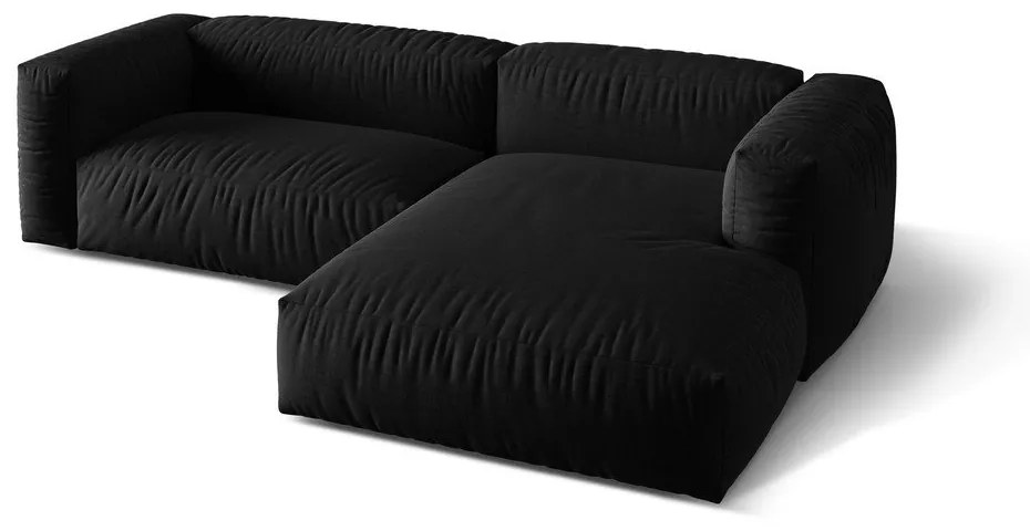 Fekete moduláris sarokkanapé (jobb oldali) Martina – Micadoni Home