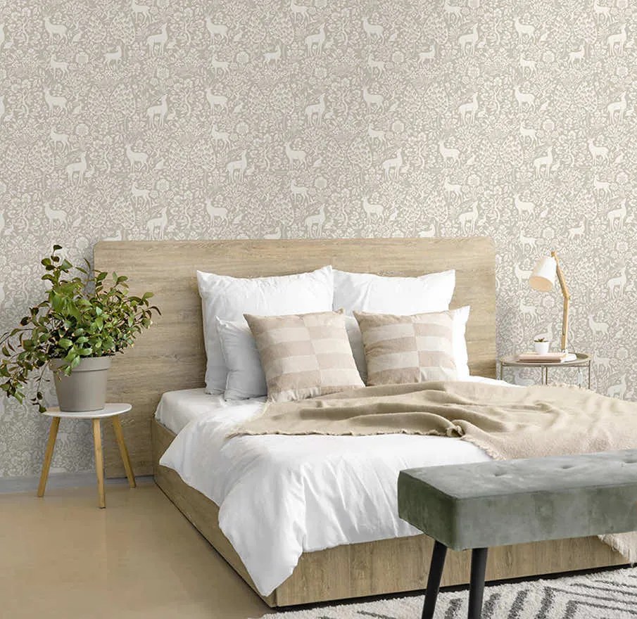 Holden Decor Imaginarium 3 Deer Woods taupe állatos papír tapéta – 14161