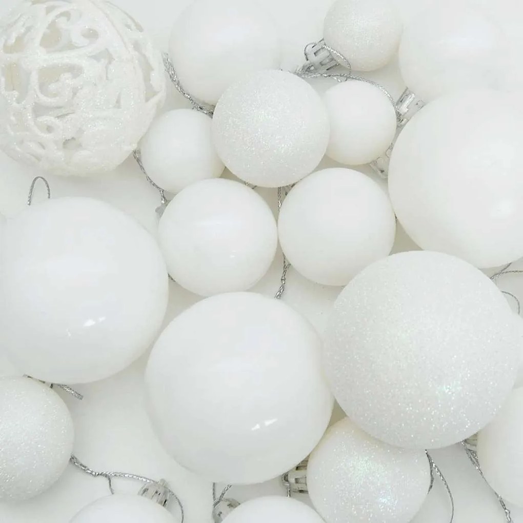 Karácsonyi Díszgömb Készlet 300 LED-del 120 pcs Fehér Műanyag