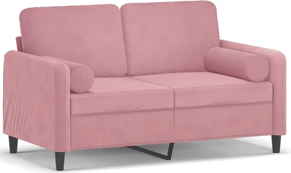 vidaXL 2 személyes rózsaszín bársony kanapé díszpárnákkal 120 cm