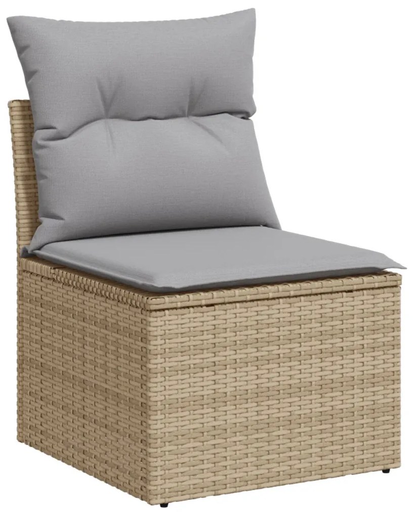 9 Darabos Kert Sofa Szett Párnákkal Bézs Poli Rattan, 2-Fős Kert Sofa Párnákkal Bézs Poli Rattan