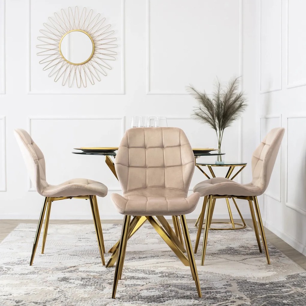 Szék krém színben, bársony kárpittal. LUCKY