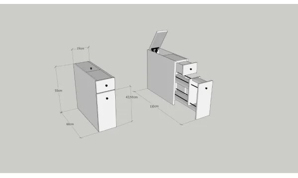 Fürdőszobai szekrény CALENCIA 55x60 cm antracit színben