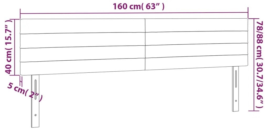 tópszínű szövet LED-es fejtámla 160x5x78/88 cm