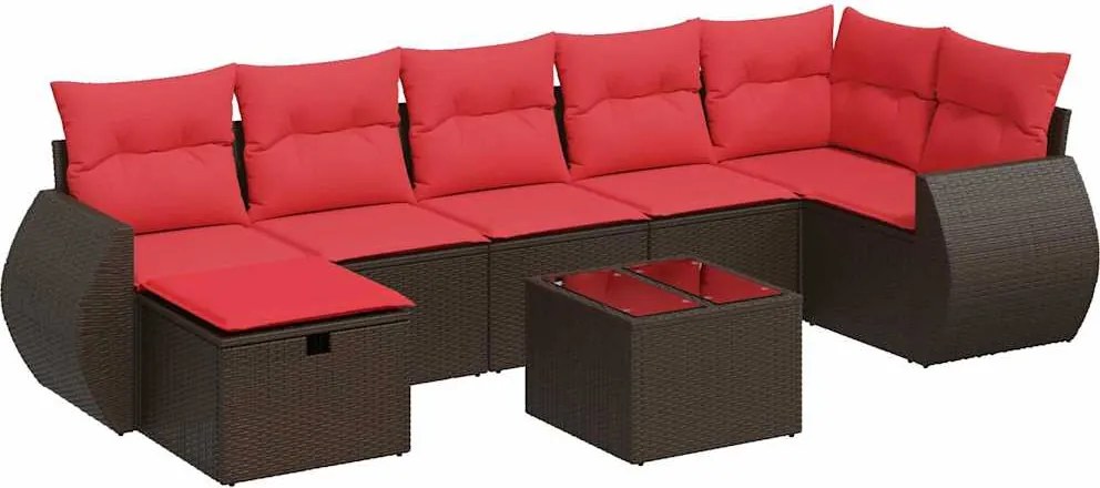 vidaXL 8 részes barna polyrattan kerti ülőgarnitúra párnákkal