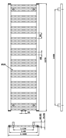 Bruckner - Fürdőszoba radiátor ALBRECHT 765W/230V 60x157 cm fehér