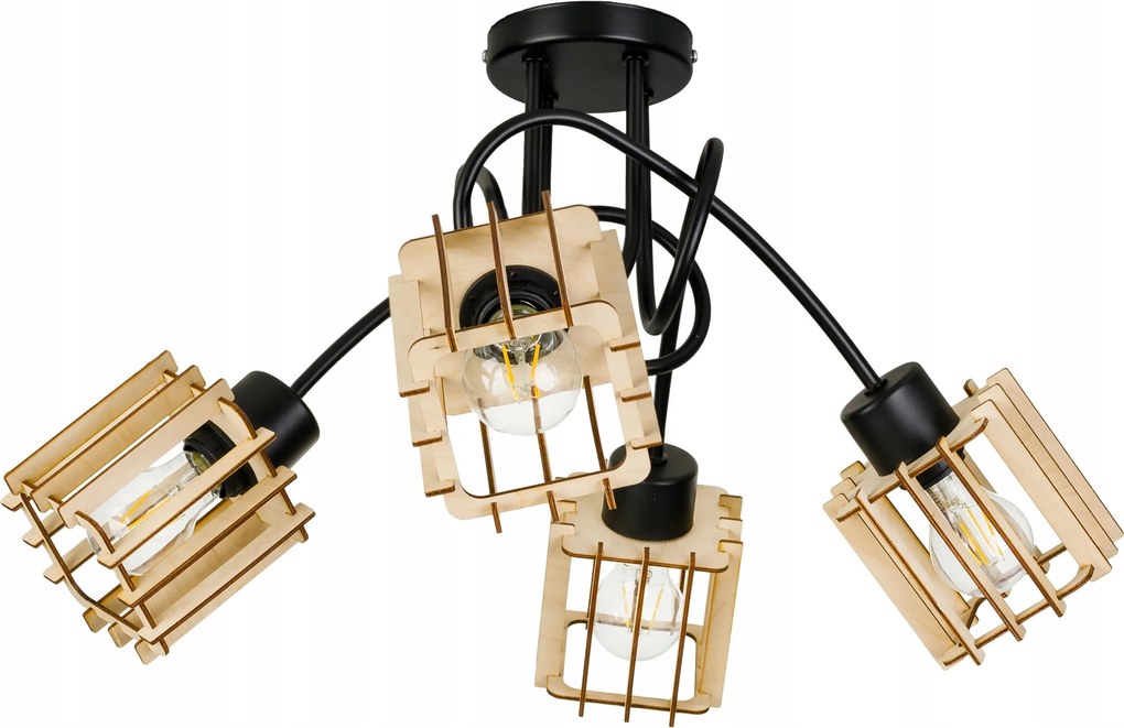 Mennyezeti Lámpa Függő CSillár Loft fa E27