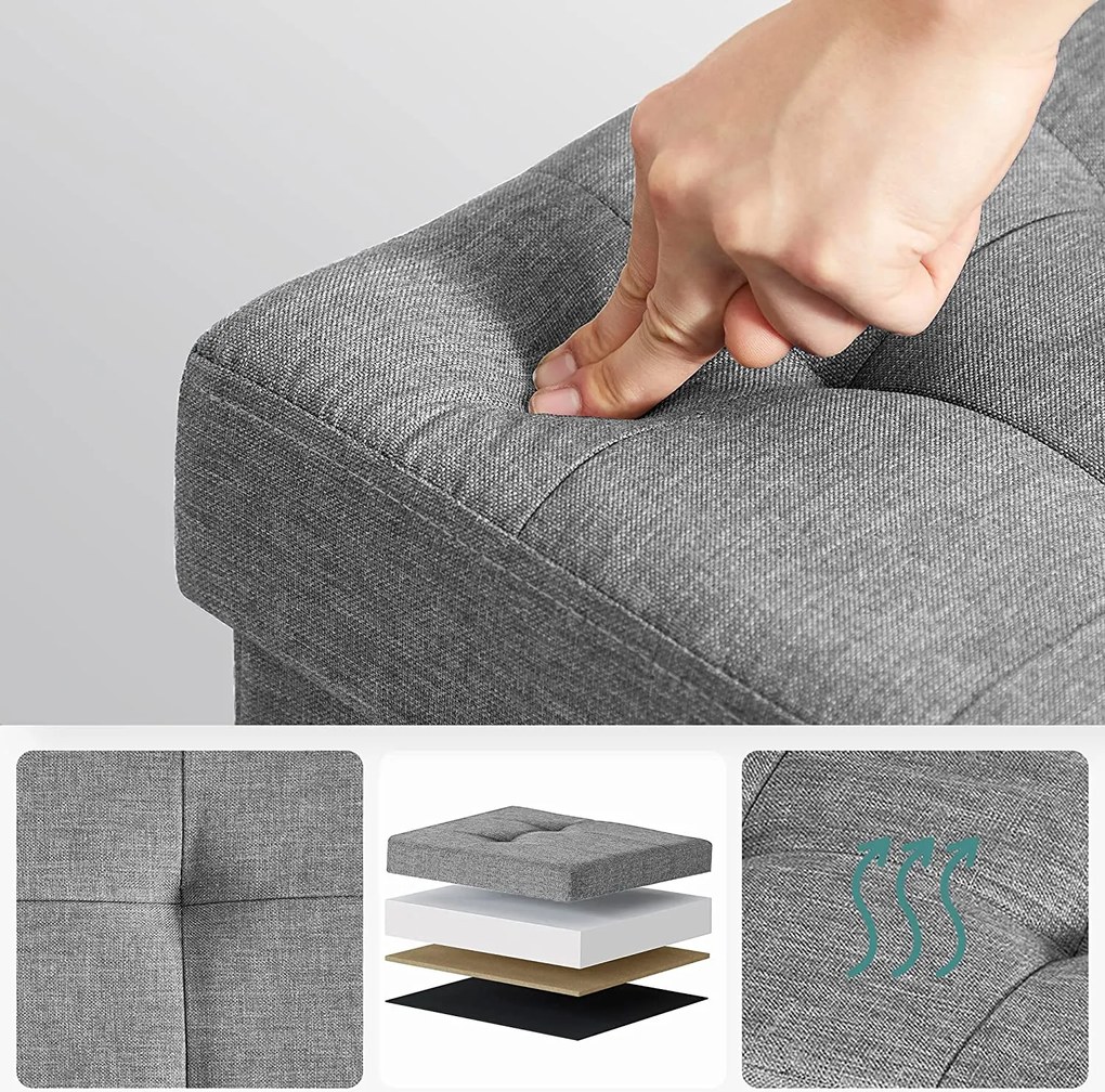 Ülésláda, puff, 300 kg-ig terhelhető, világosszürke