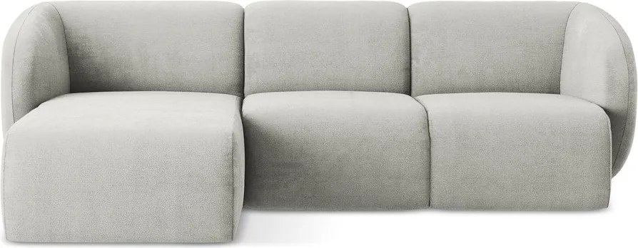 Világosszürke zsenília sarokkanapé (bal oldali-heverő résszel) Lani – Makamii