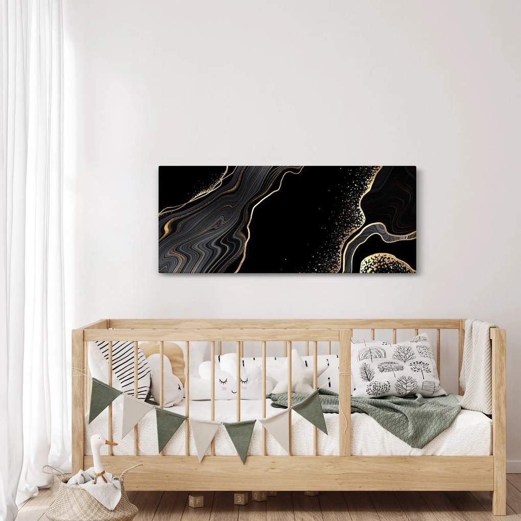 Kép - Fekete és arany márvány (120x50 cm)