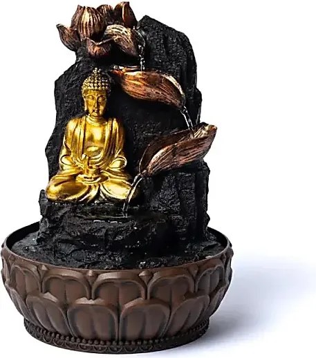 Meditáló Buddha lótusz szökőkúttal 19.5x19.5x27cm
