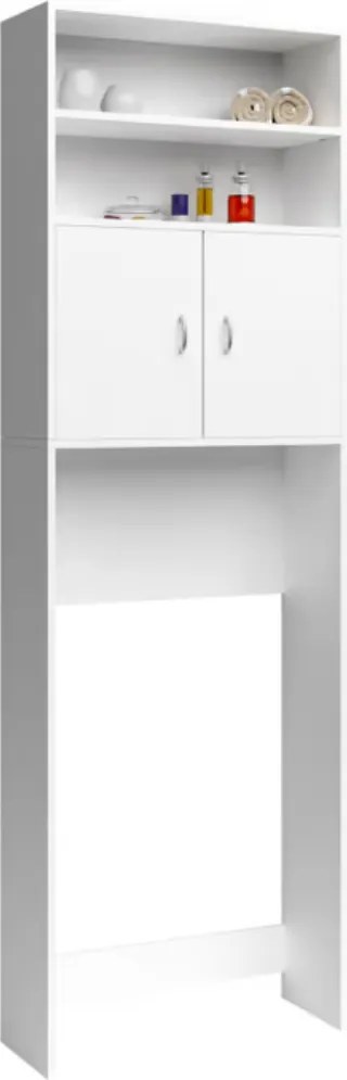 SILKE mosógép fölé helyezhető magas szekrény, 185×63×20 cm, fehér Casaria