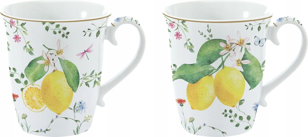Elegáns porcelán bögre szett citrom virág motívummal 275 ml 2 db