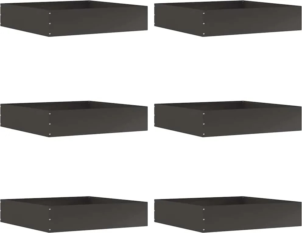 vidaXL Fűszegélyezés 6 pcs Fekete 60 x 60 x 13 cm Acél