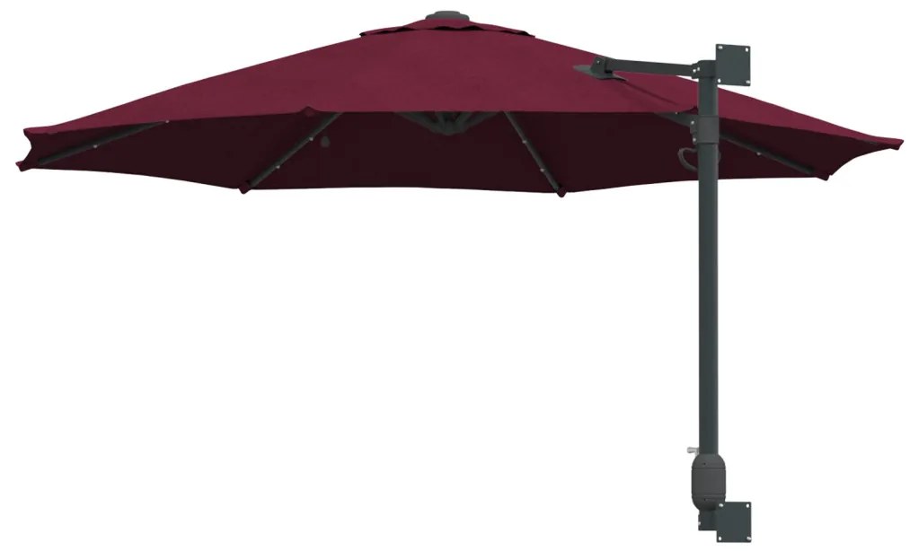 Falra Szerelhető Kerti Napernyő LED-del Burgundi Vörös 248 cm