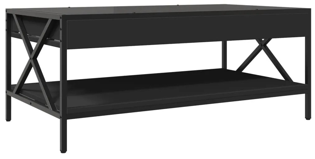 fekete végtelen hatású LED-es dohányzóasztal 90 x 50 x 38 cm