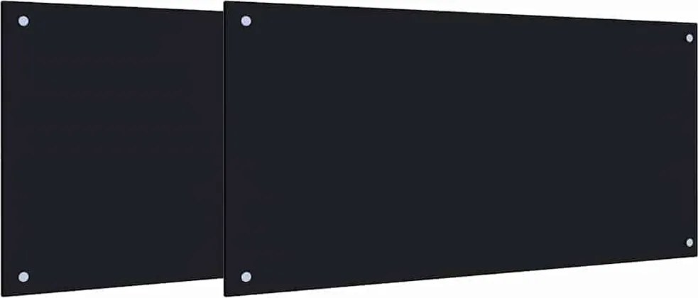 vidaXL Konyhai splashback 2 pcs Fekete 100 x 50 cm edzett üveg