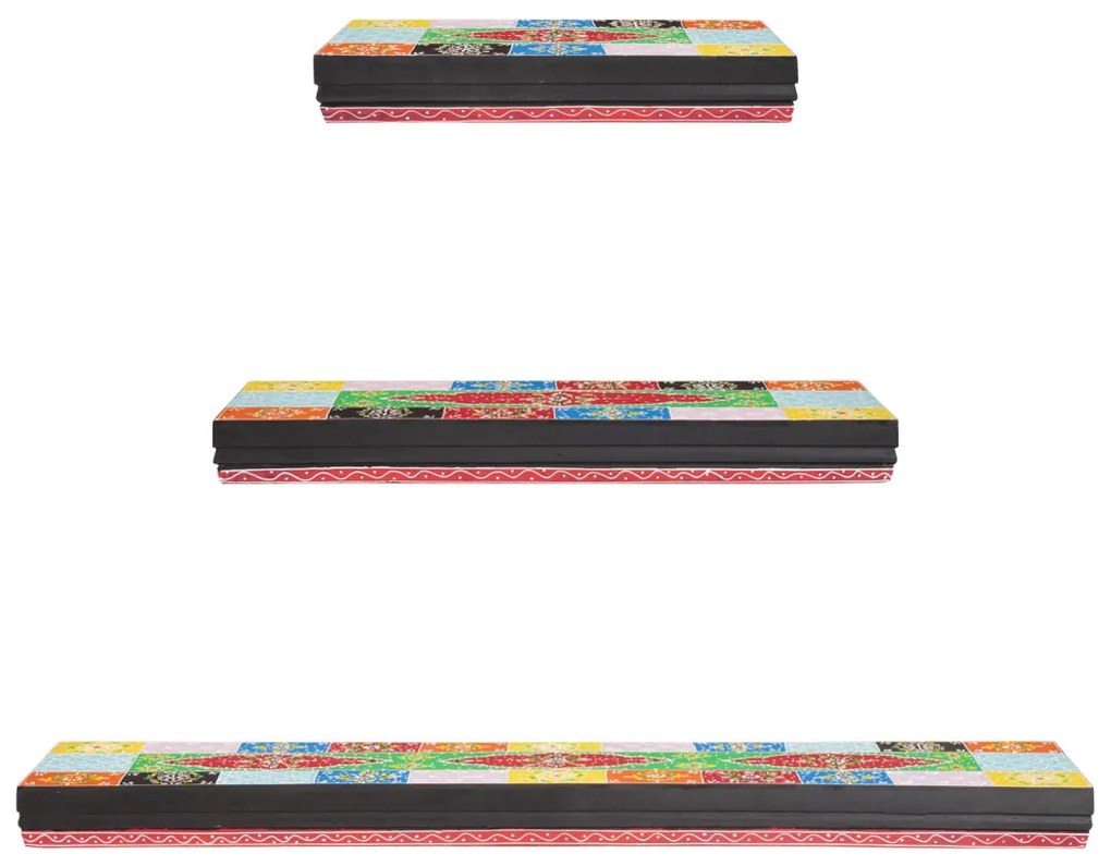3 darabos fali polc szett 100x20x6 cm tömör mangófából